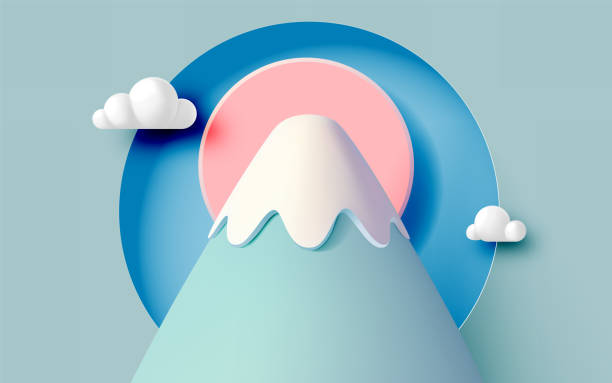 istock Minimalist Mountain Fuji Scene with Sunrise and Clouds in Pastel Colors 2192954812