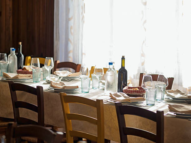 istock The top down view of a dining room table set for the holidays 2192956019