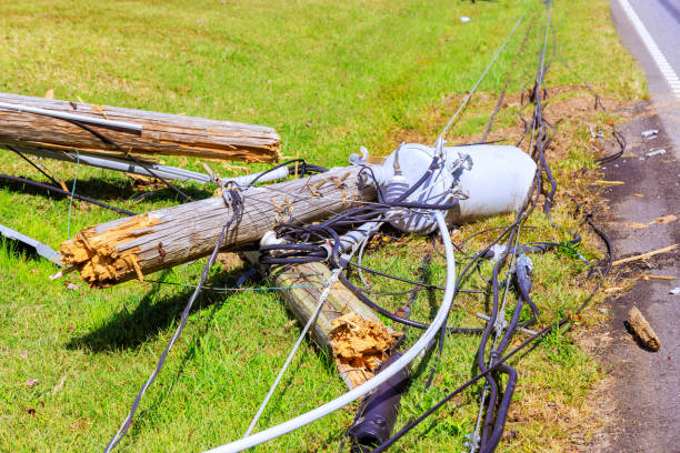 istock In aftermath of a violent tornado, crashed power lines lie with broken wires on ground 2192960315