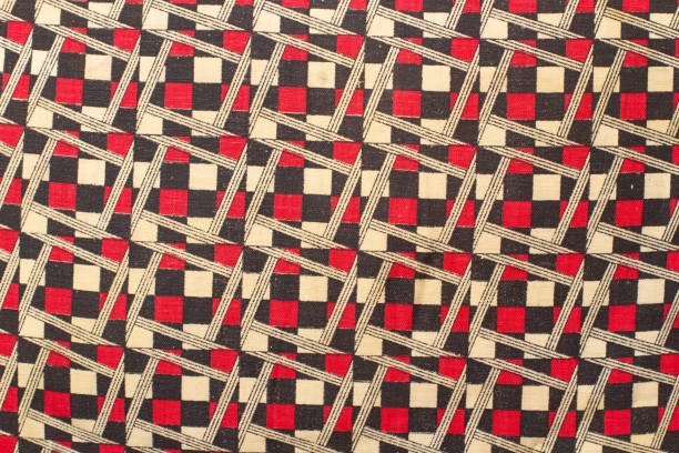 istock A red, beige and black chequered fabric in a close up view 2192962568