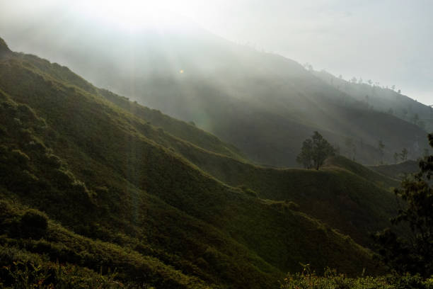 Volcanic slope at sunrise at Java island Indonesia