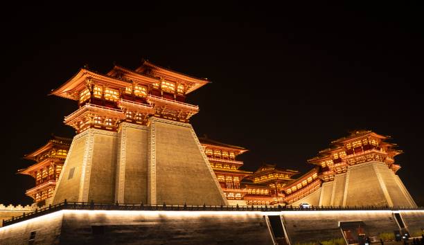 istock Illuminated traditional Chinese architecture at night. 2192973857