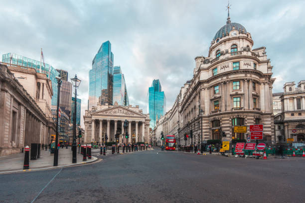 istock Street scene in financial district, London 2192985346