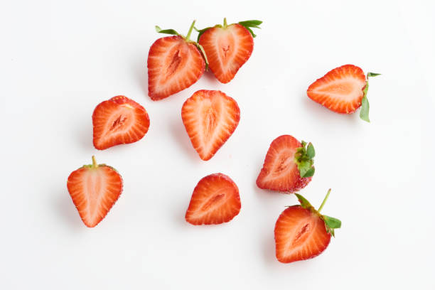 istock Strawberries with strawberry leaf on a White background. 2192986221