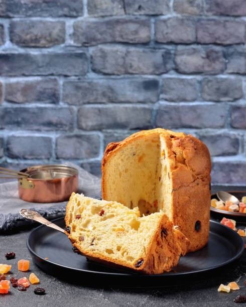 istock Panettone, sweet bread with raisins, top view 2192986990
