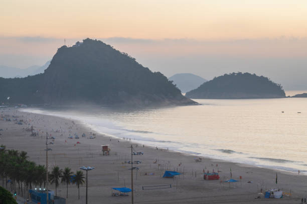 Peaceful Copacabana beach before sunset
