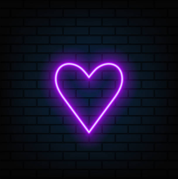 istock Neon banner heart isolated on dark transparent background. Vector illustration 2192996773
