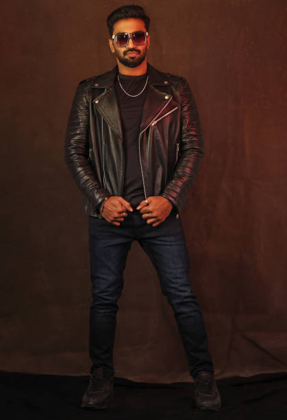 istock Portrait of a man with black leather jacket 2192998440