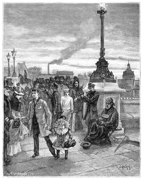 istock Beggar on Pont Neuf Paris between crowd of people 1885 2193000487