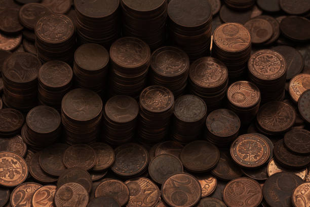 Pile of coins, close up. Business and finance concept.