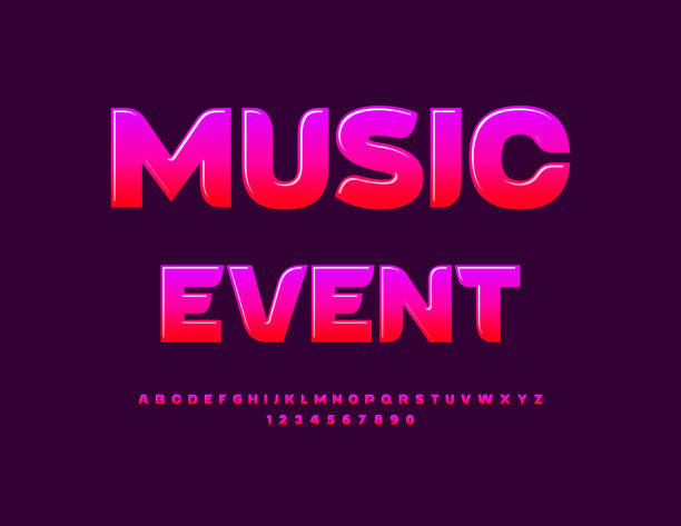 istock Vector stylish invitation Music Event. Glossy Pink Alphabet Letters and Numbers set 2193005123