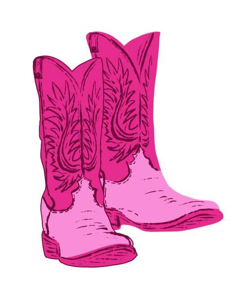 Cowgirl Boots Isolated On A Transparent Background (thee is no white shape behind this art). Flat colors. Easy to edit. Comes with a high resolution jpeg.