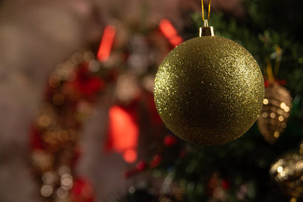 Christmas ornaments, beautiful Christmas decorations in detail, selective focus.