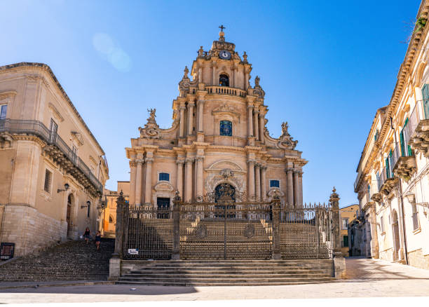 Ragusa, Italy 3 april 2024 - Exterior of the San Giorgio Church in Ragusa on Sicily