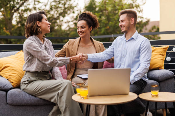 istock Entrepreneurs shaking hands after a successful business meeting 2193008802