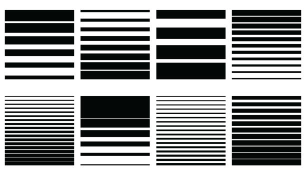 ilustrações, clipart, desenhos animados e ícones de padrões de meio-tom horizontais sem costura. fundos ou papéis de parede listrados em gradiente. coleção de infinitas estampas listradas ou bordas. - fileira