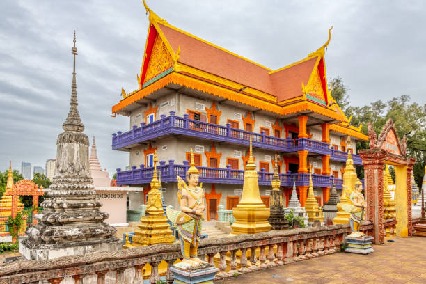 istock Colorful monkey buddist temple surrounded by stupas and statues, Phnom Penh 2193014423