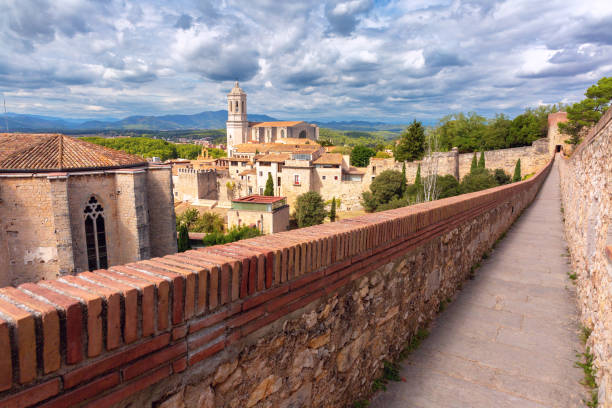 istock Medieval Wall Walkway and Girona Cathedral, Girona, Spain 2193016680