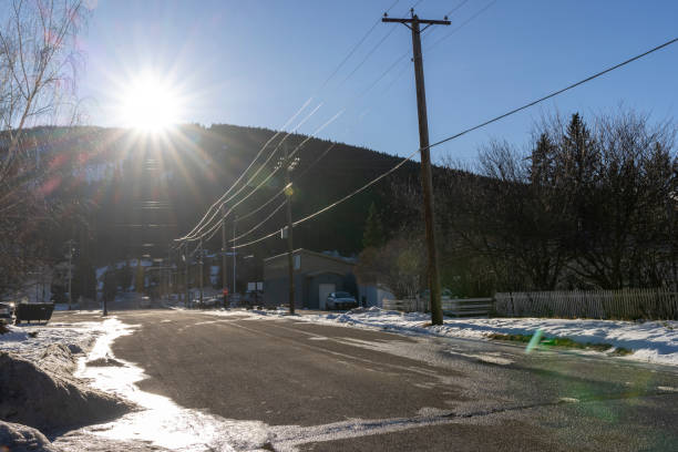 istock Road and mountain at sunset in winter 2193018467