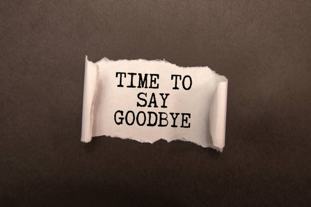 istock Time To Say Goodbye text on a paper on gray background. 2193020831