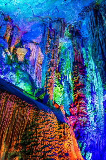 istock Multicolor lighting in the Reed flute cave, Guilin, Guangxi, China 2193027454