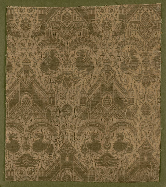 istock Vintage Textile Pattern Fragment with Golden Motifs 2193027884