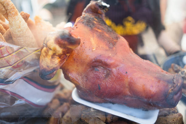 Fresh pork leg on white background, studio shot