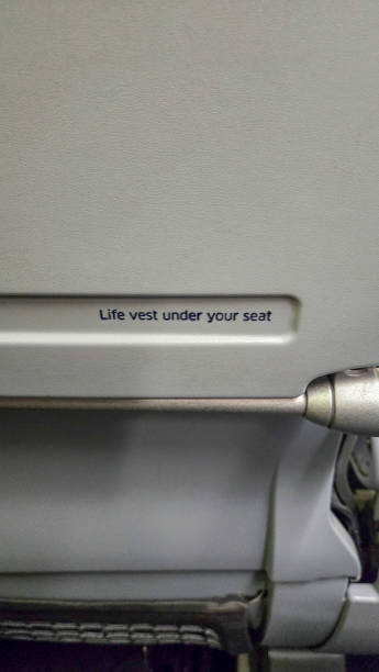 istock Fasten seat belt sign on an airplane flight 2193038858