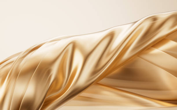istock Flowing twisted golden cloth background, 3d rendering. 2193044107