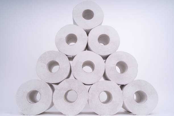 istock Stacked toilet paper rolls 2193045895