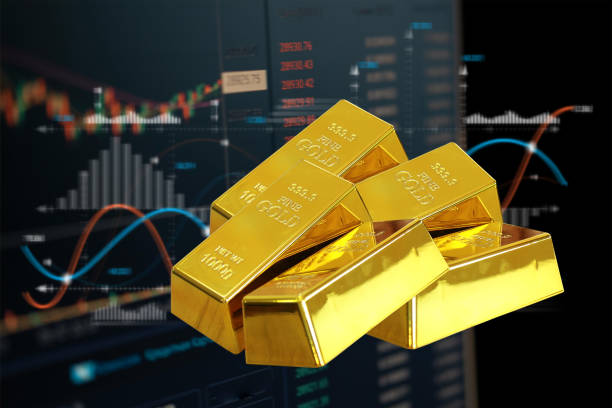 istock Gold bars on  stock chart illustration 2193047790