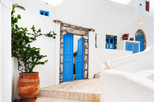 Panoramic view of Santorini, Cyclades Island, Greece. Beatuiful Oia village