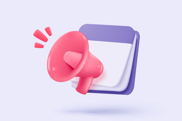 istock 3d calendar icon signs with notice for important reminder. Calendar with megaphone or emergency notifications speaker loud concept. 3d schedule alarm warning icon vector render illustration 2193053075