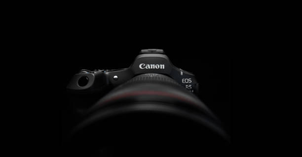 Canon EOS R5 Mark II Digital Mirrorless Camera on a Black Background. R5 a new generation hybrid camera. Canon is a world-renowned leader in SLR camera manufacturing. 07.10.2024, Yerevan, Armenia.