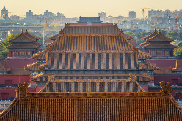 Details of roofs on traditional Chinese pagodas, Beijing