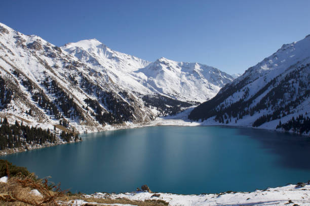 istock Winter mountain lake surrounded by a mountain rage 2193054532
