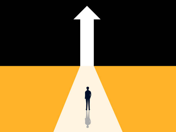 istock Business Opportunity. Businessman Steps Towards The Growth Arrow Door 2193054940