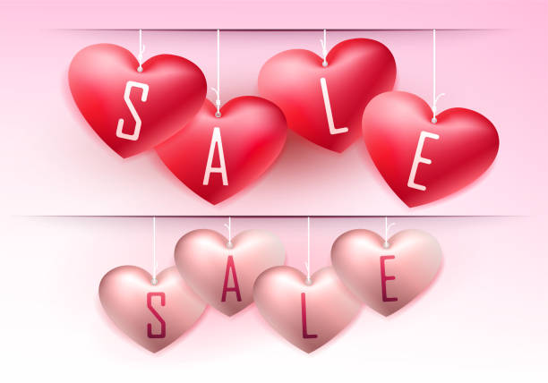 istock Set of isolated hearts on pendants with text sale 2193055740