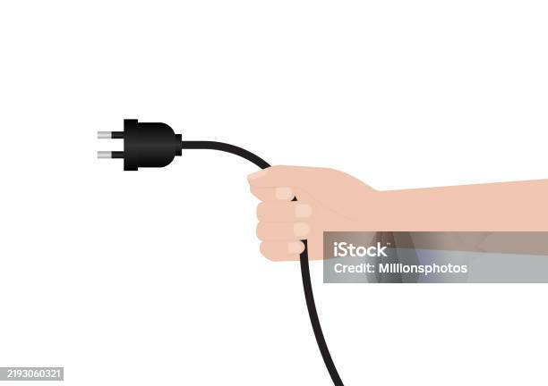 Hand Holding Electrical Plug Hand Pulling Electrical Plug From Socket ...