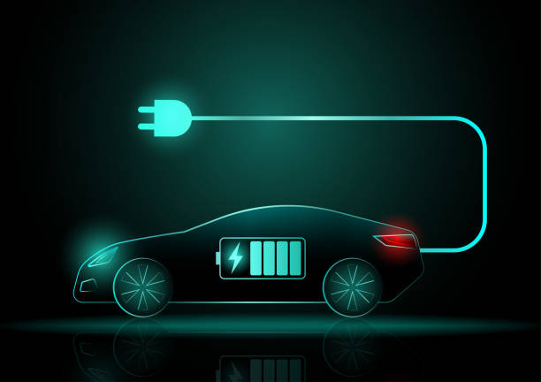 istock Modern Futuristic Electric car or EV car. Neon Glowing Electric car on Dark Background. Futuristic Electric Vehicle Concept. 2193060667
