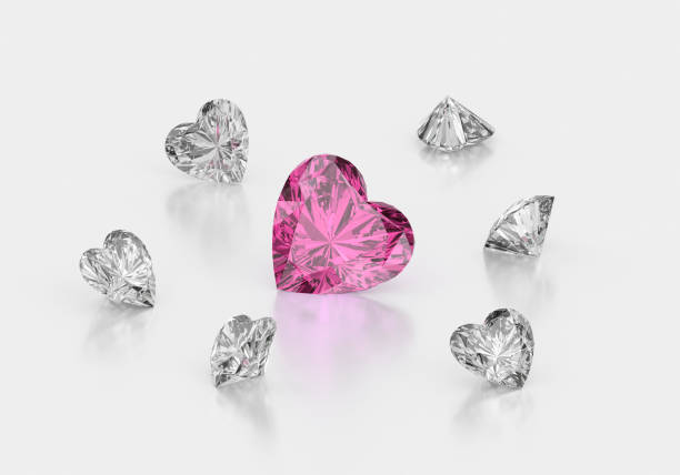 istock Pink heart shape diamond with high quality on a white background 2193060790