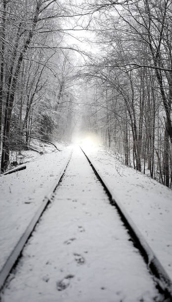 istock Snowy Railroad Track 2193062198
