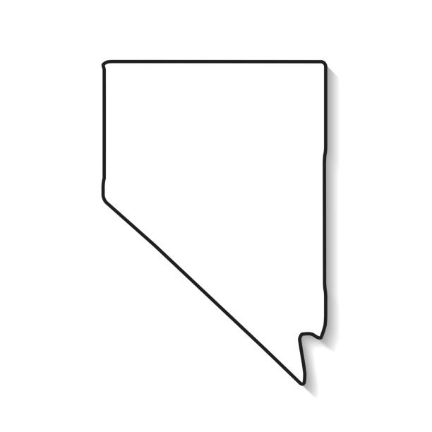 Nevada map with black outline and shadow on white background Map of Nevada isolated on a blank background with a black outline and shadow. Vector Illustration (EPS file, well layered and grouped). Easy to edit, manipulate, resize or colorize. Vector and Jpeg file of different sizes. clip art of nevada map stock illustrations