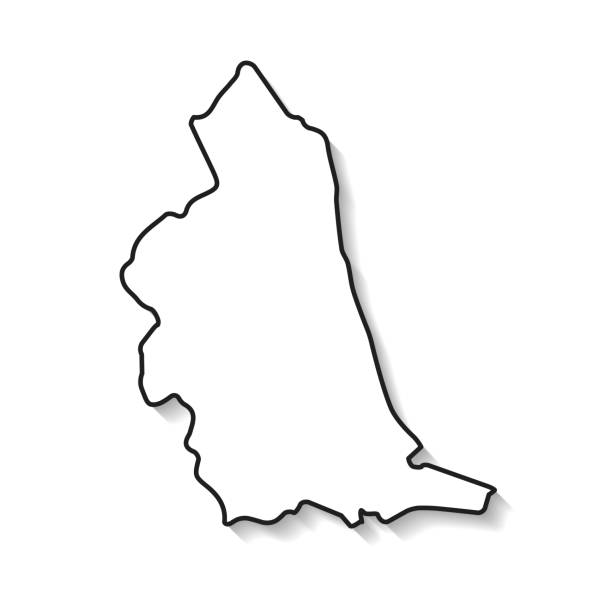 North East map with black outline and shadow on white background Map of North East isolated on a blank background with a black outline and shadow. Vector Illustration (EPS file, well layered and grouped). Easy to edit, manipulate, resize or colorize. Vector and Jpeg file of different sizes. modern map north east england uk stock illustrations