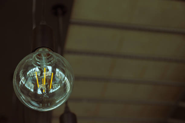 istock Edison lamp in the loft style in the office, coworking space 2193070314