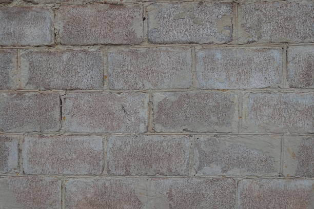 Coarse surface of whitewashed wall made of concrete masonry units