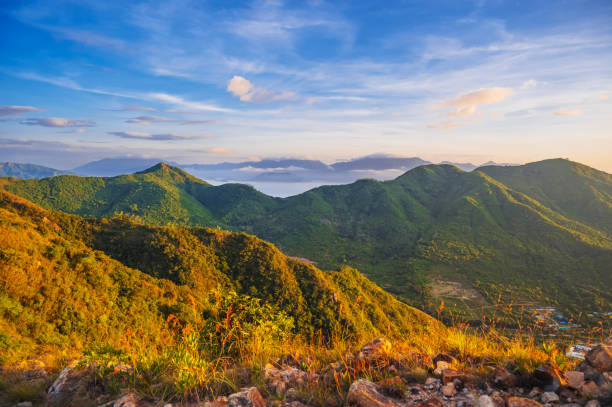 istock summer scenery mountain view from a highland hill to a beautiful sunset 2193076055