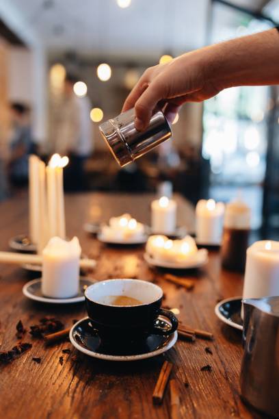 istock Cozy coffee shop with syrup and candles 2193077944