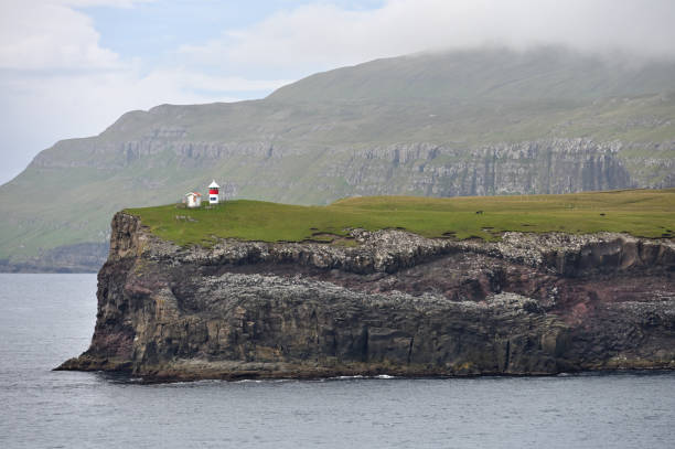 istock Old white lighthouse on the Faroe islands, Denmark 2193085897