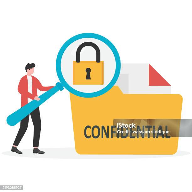 Secure Sensitive Document Sign Yellow Folder With Confidential Documents Sensitive Data And ...